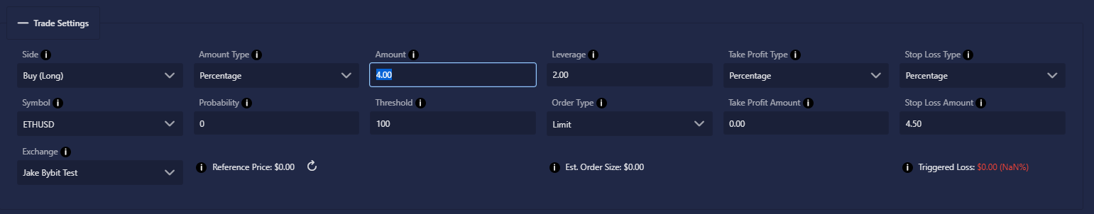 DaviddTech strategy settings on TradeLab